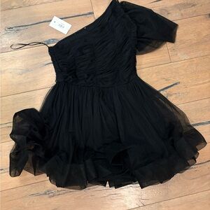 1 Eleven One Shoulder Puff Sleeve Little Black Mini Dress Whimsgoth Prom